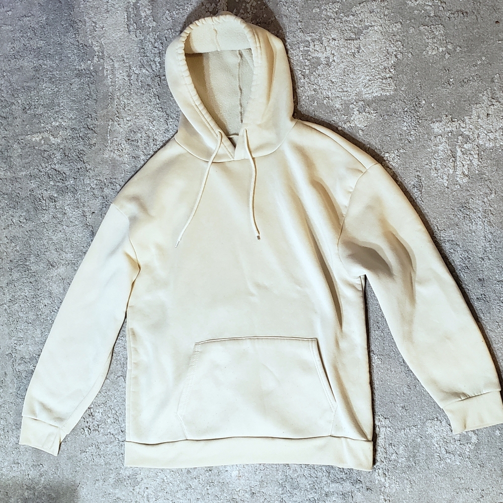 Men's Cream Pullover Hoodie Sweatshirt - Classic Comfort